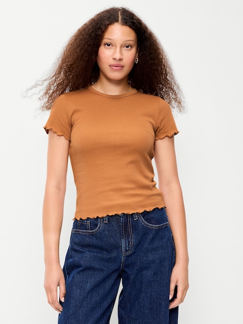 T-SHIRT AJUSTÉ COURT EN TRICOT GAUFRÉ