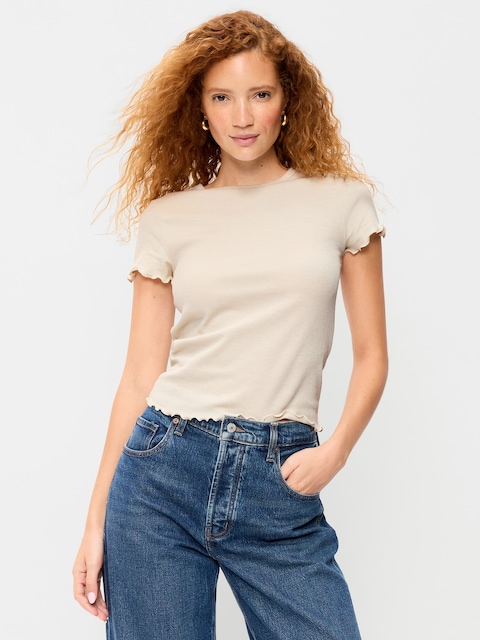 T-SHIRT AJUSTÉ COURT EN TRICOT GAUFRÉ