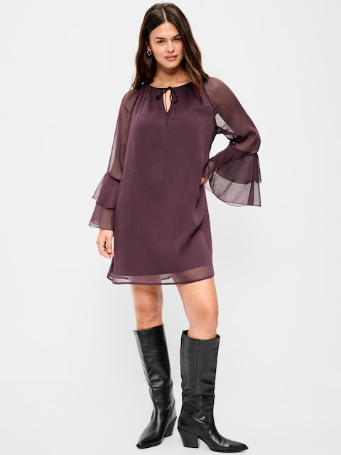 ROBE COURTE BOHÈME À MANCHES CLOCHE