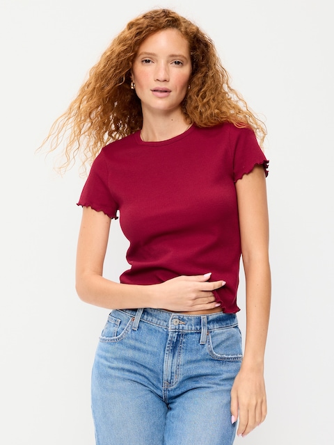 T-SHIRT AJUSTÉ COURT EN TRICOT GAUFRÉ