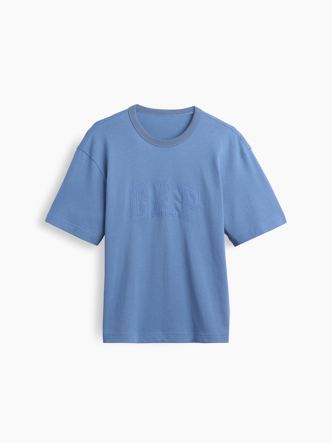 ヘビーウェイト リラックスフィット GAPロゴ クロップドTシャツ-0