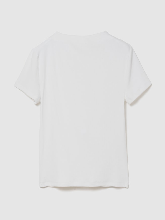 モダンリブ モックネック クロップドTシャツ-0