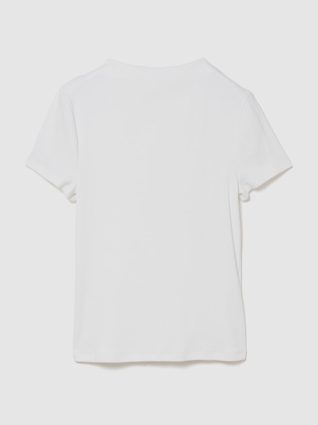 モダンリブ モックネック クロップドTシャツ-1