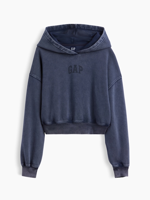VintageSoft Crop Logo Hoodie