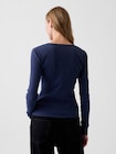 リブ GAPロゴ ヘンリーネックTシャツ-2