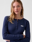 リブ GAPロゴ ヘンリーネックTシャツ-3