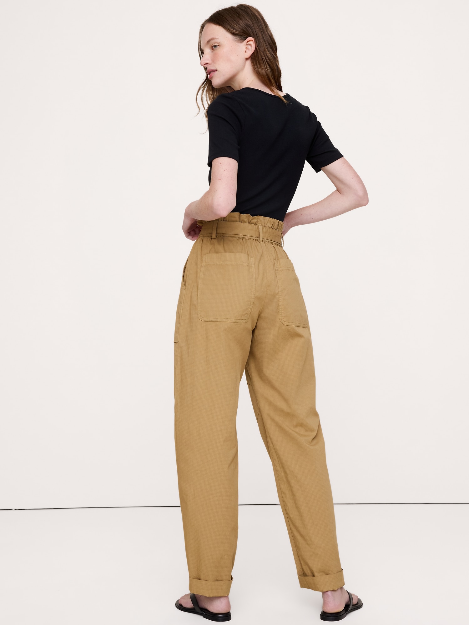 リップストップ コットン ペーパーバッグパンツ-2