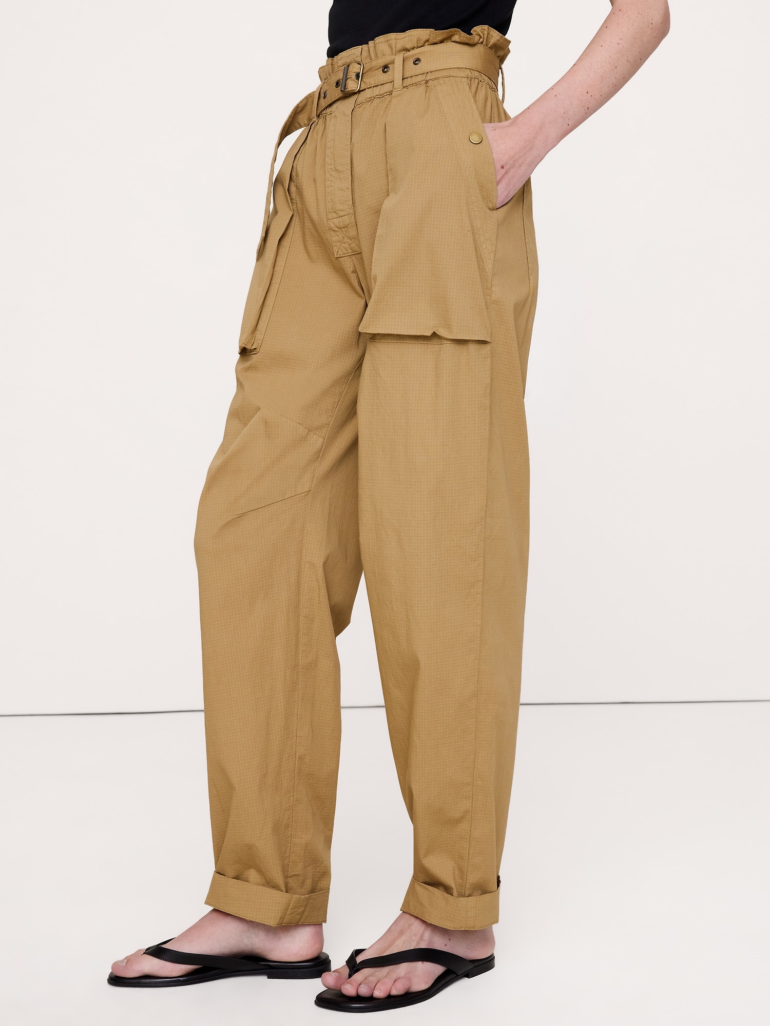 リップストップ コットン ペーパーバッグパンツ-3