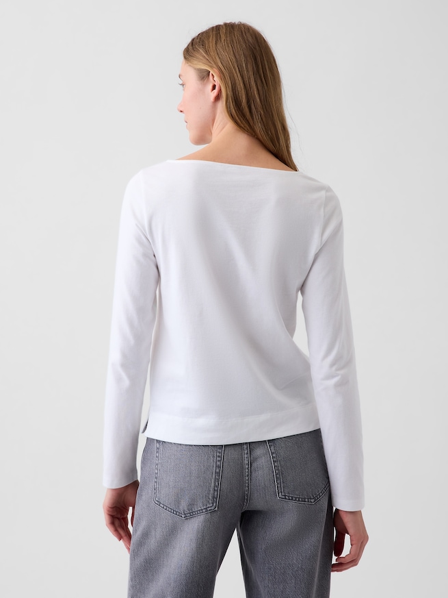 クロップド ボートネックTシャツ-2