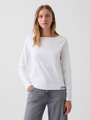 クロップド ボートネックTシャツ