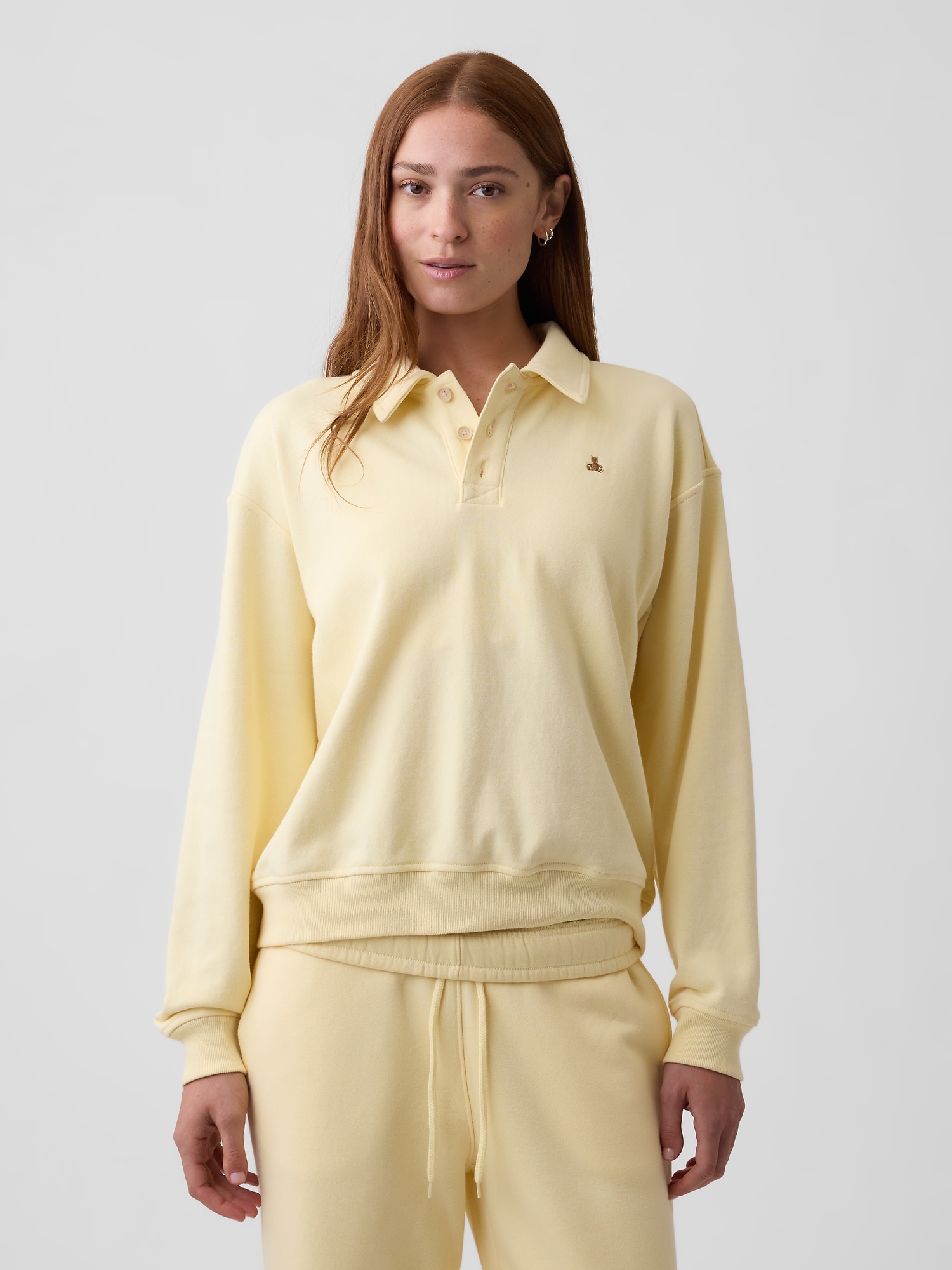 Relaxed Cropped Polo Sweatshirt