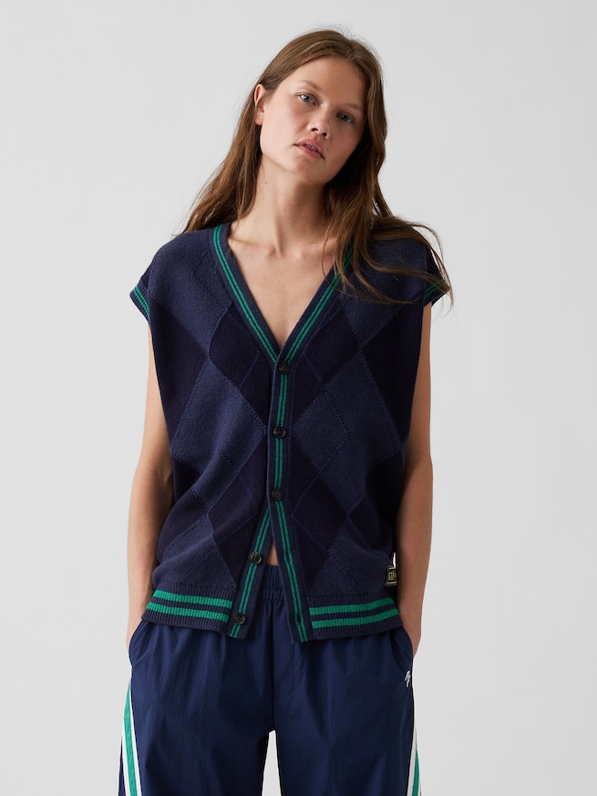 Gap &times; Malbon オーバーサイズ アーガイル ニットベスト-3