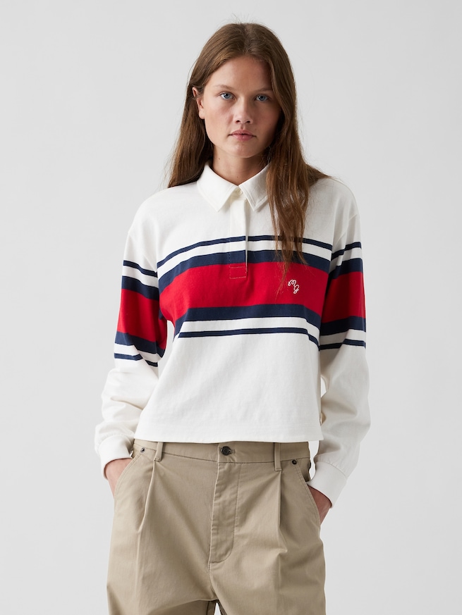 Gap &times; Malbon オーバーサイズ クロップド ラグビーシャツ-0