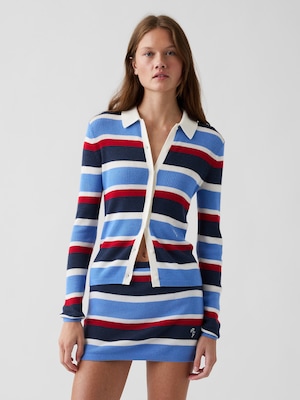 Gap &times; Malbon ストライプ ポロカーディガン