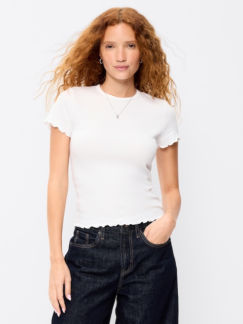 T-SHIRT AJUSTÉ COURT EN TRICOT GAUFRÉ