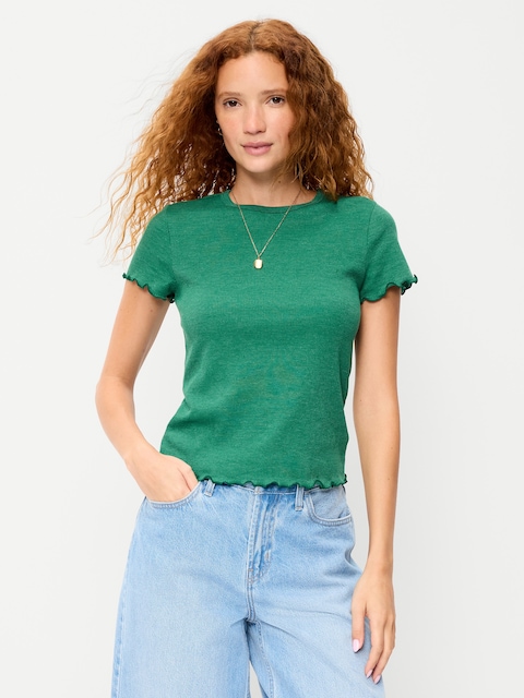 T-SHIRT AJUSTÉ COURT EN TRICOT GAUFRÉ