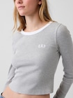 リブ クロップド リンガーTシャツ-3