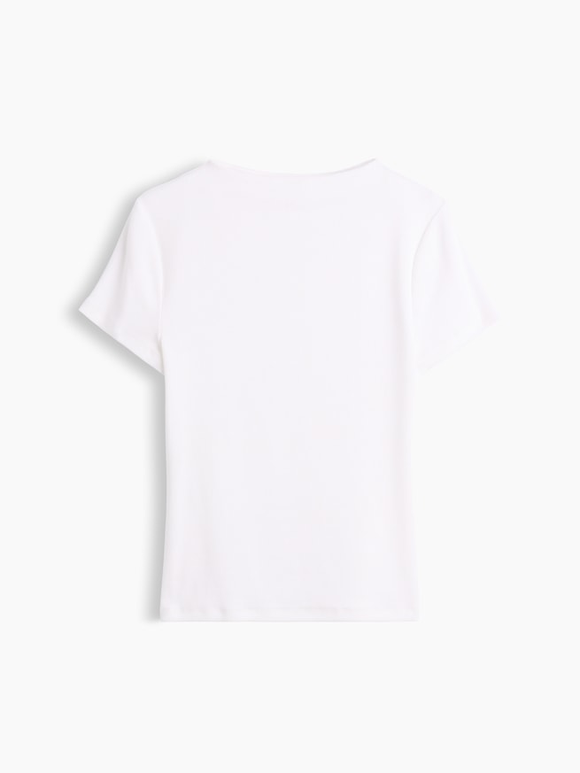 モダンリブ モックネック クロップドTシャツ-3