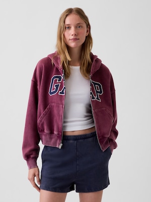 ヴィンテージソフト オーバーサイズ GAPロゴ ジップアップパーカー