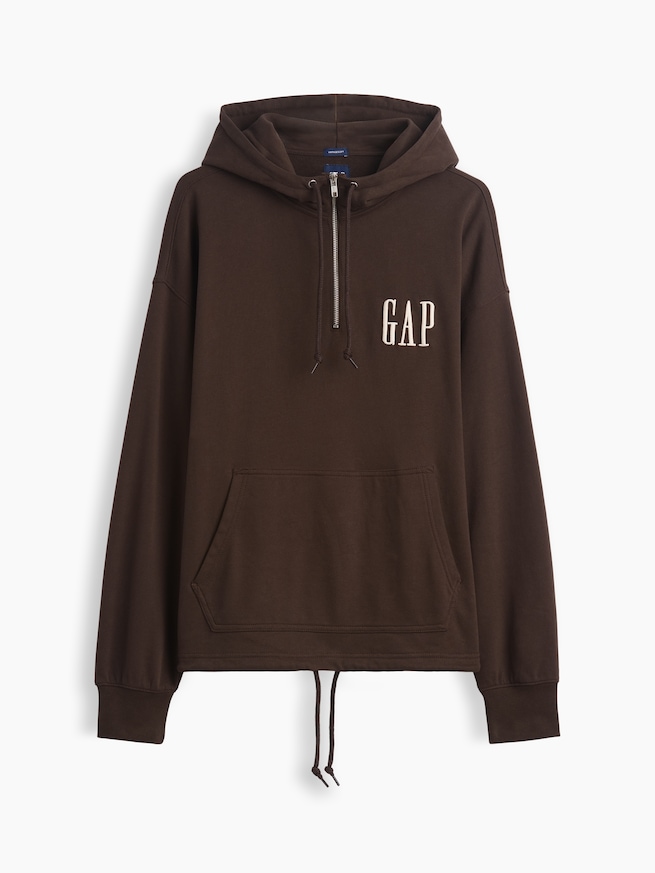 ヴィンテージソフト オーバーサイズ ハーフジップ GAPロゴパーカー-4
