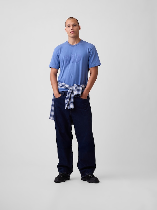 ヘビーウェイト リラックスフィット GAPロゴ クロップドTシャツ-1