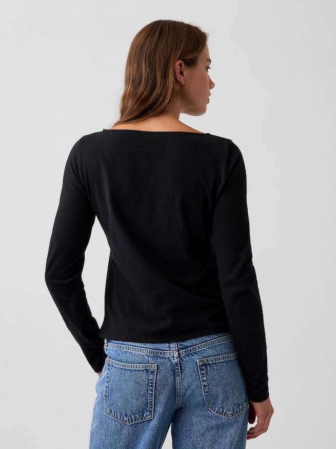 クロップド ボートネックTシャツ-2
