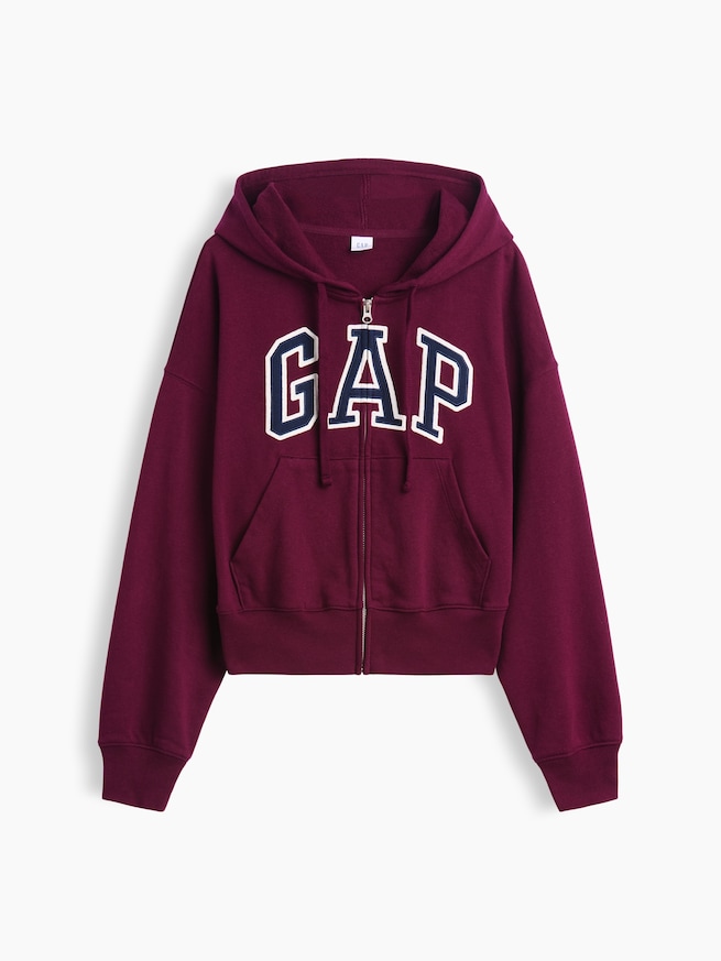 オーバーサイズ GAPロゴ フレンチテリー ジップアップパーカー-4