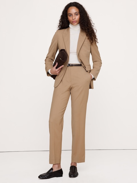 PANTALON ÉTROIT À TAILLE HAUTE LONGUEUR CHEVILLE EN LAINE ITALIENNE