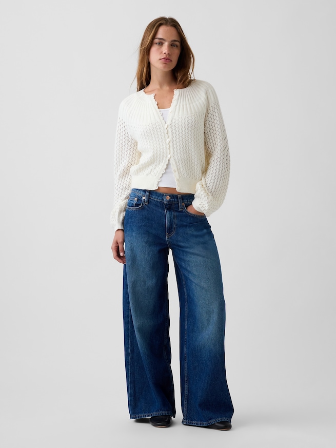 CashSoft カシミヤタッチ ミックスステッチ クロップド ニットカーディガン-2