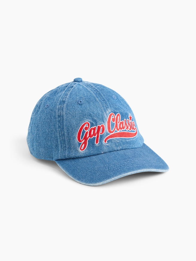 GAPクラシックロゴ デニム ベースボールキャップ-0