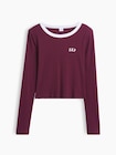 リブ クロップド リンガーTシャツ-4