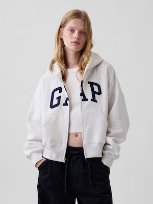 ヴィンテージソフト オーバーサイズ GAPロゴ ジップアップパーカー