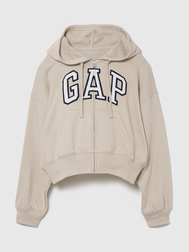 オーバーサイズ GAPロゴ フレンチテリー ジップアップパーカー-0