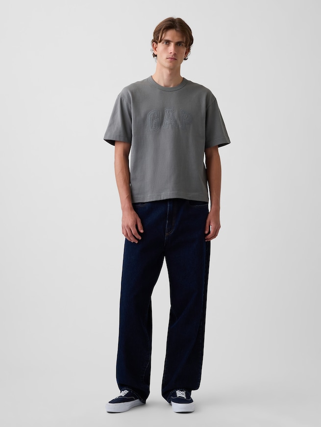 ヘビーウェイト リラックスフィット GAPロゴ クロップドTシャツ-1