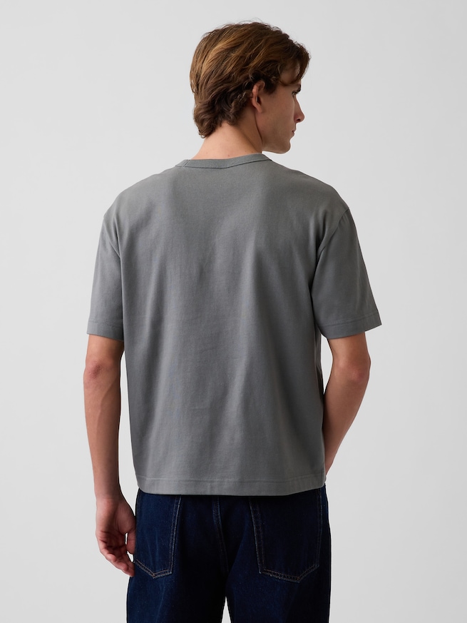 ヘビーウェイト リラックスフィット GAPロゴ クロップドTシャツ-2