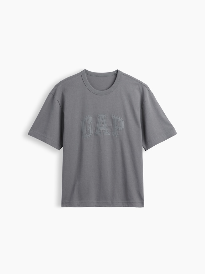 ヘビーウェイト リラックスフィット GAPロゴ クロップドTシャツ-4
