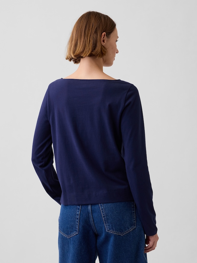 クロップド ボートネックTシャツ-2