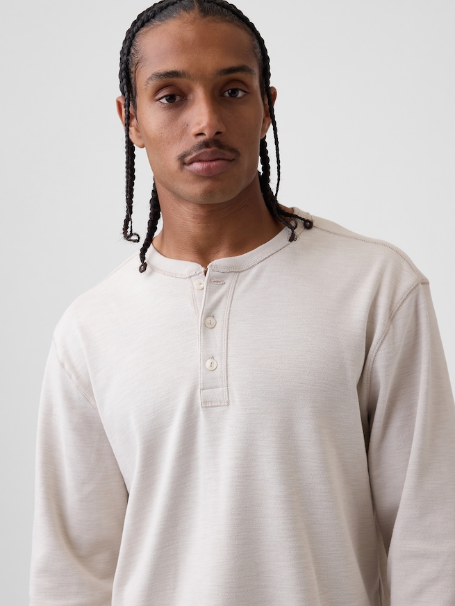 リラックスフィット ヘンリーネックTシャツ-3