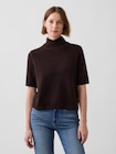 CashSoft カシミヤタッチ 5分袖 モックネックセーター-0