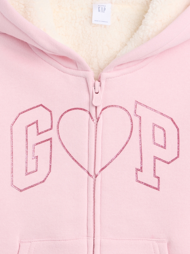babyGap 裏ボア GAPロゴ ジップアップパーカー-2