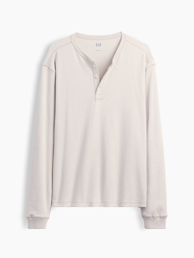 リラックスフィット ヘンリーネックTシャツ-4