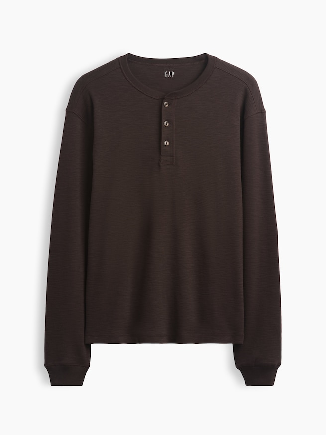 リラックスフィット ヘンリーネックTシャツ-4