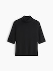 CashSoft カシミヤタッチ 5分袖 モックネックセーター-4