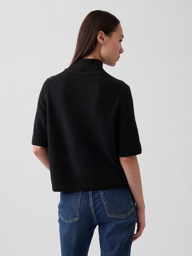 CashSoft カシミヤタッチ 5分袖 モックネックセーター-2
