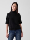 CashSoft カシミヤタッチ 5分袖 モックネックセーター-0
