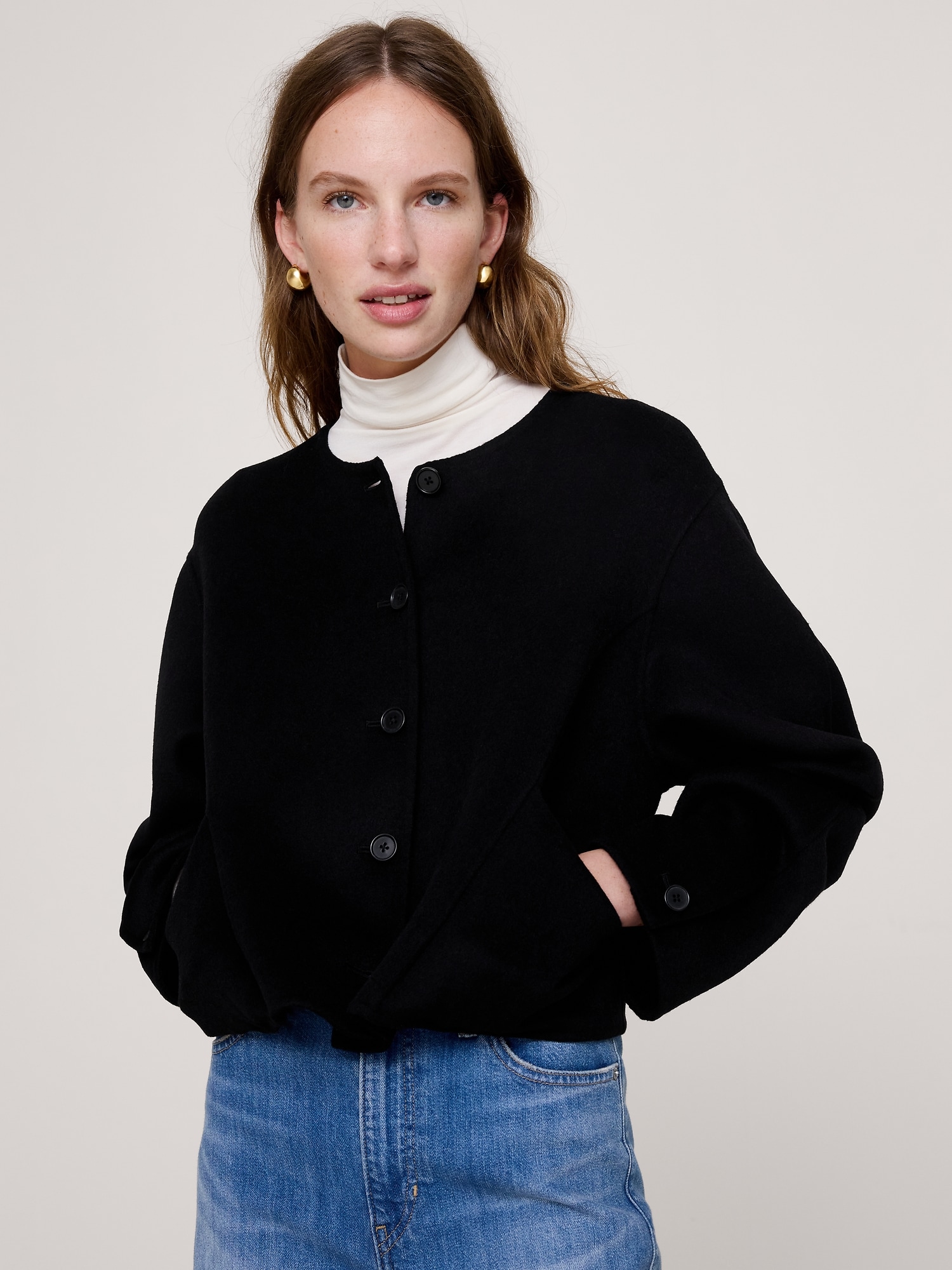 ダブルフェイス クロップドジャケット-3