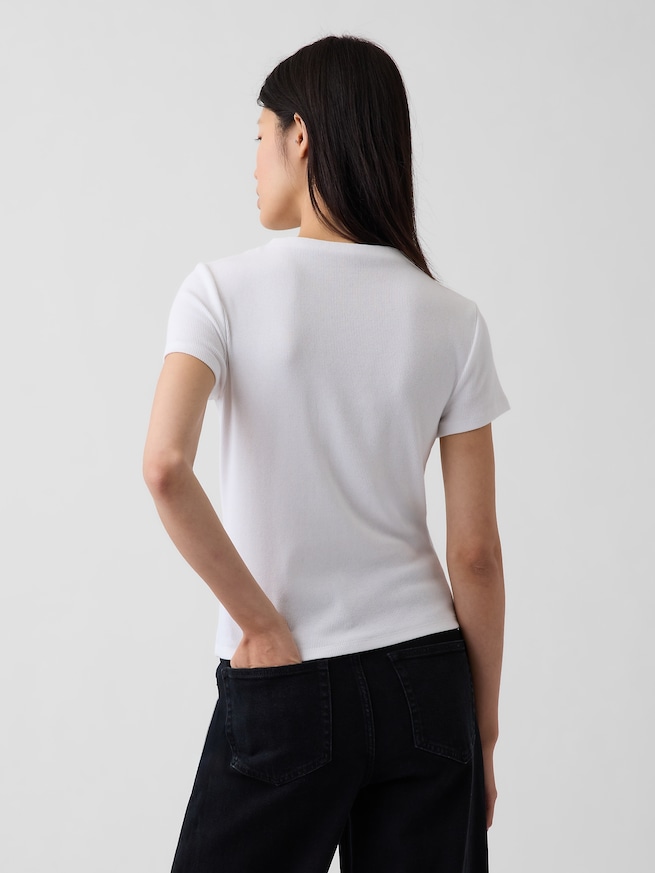 モダンリブ モックネック クロップドTシャツ-2