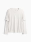GAPロゴ ダブルレイヤード クロップドTシャツ-4