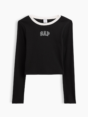 リブ クロップド リンガーTシャツ (キッズ)