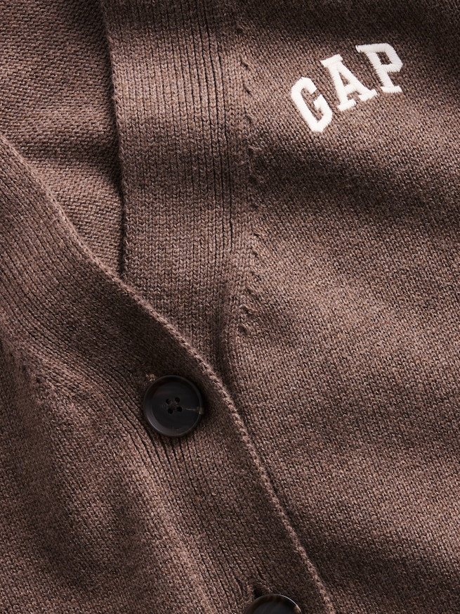 コットン100% オーバーサイズ GAPロゴ ニットカーディガン-4